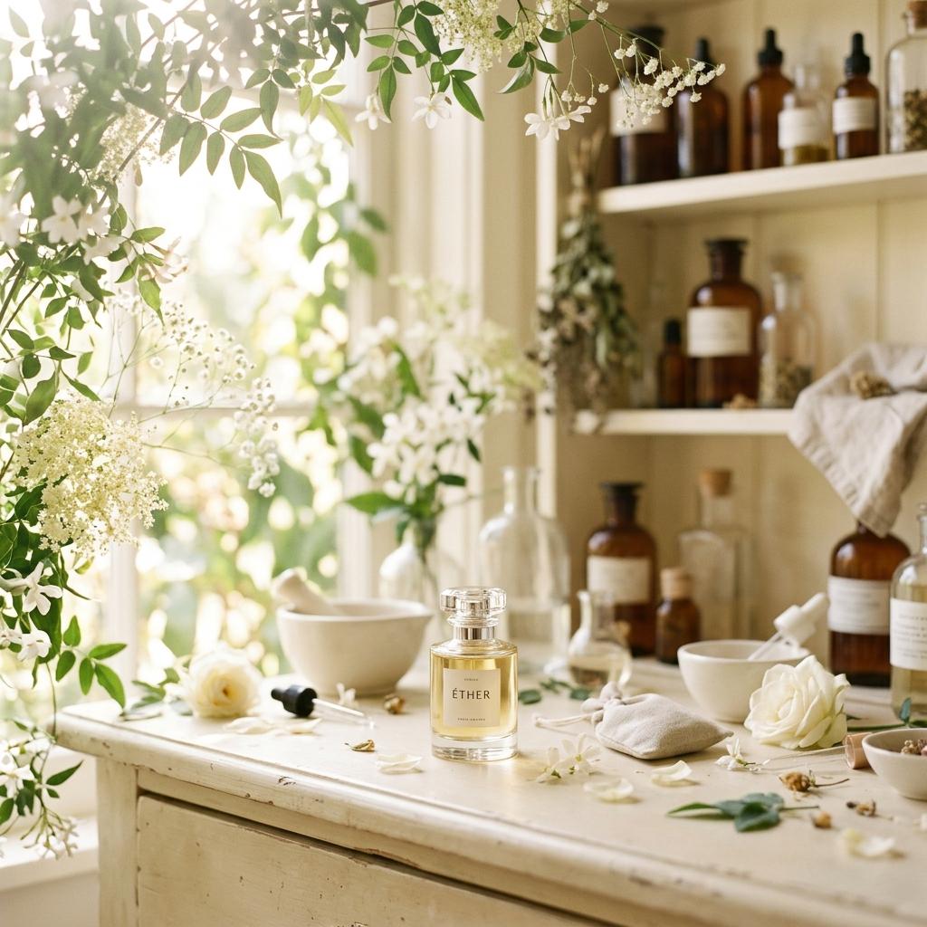 High-end editorial background for luxury perfume brand